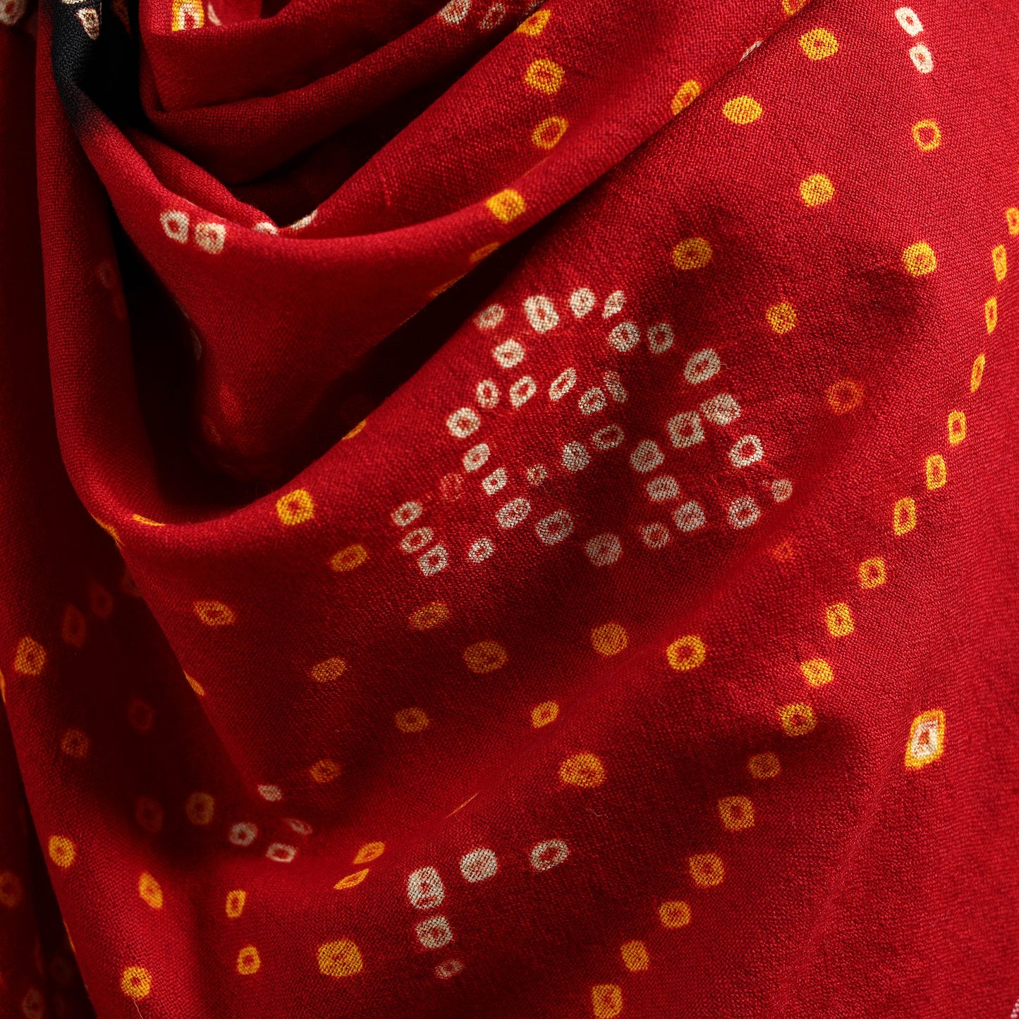 Kutch Handwoven Bandhani Tie-Dye Merino Wool Shawl 35