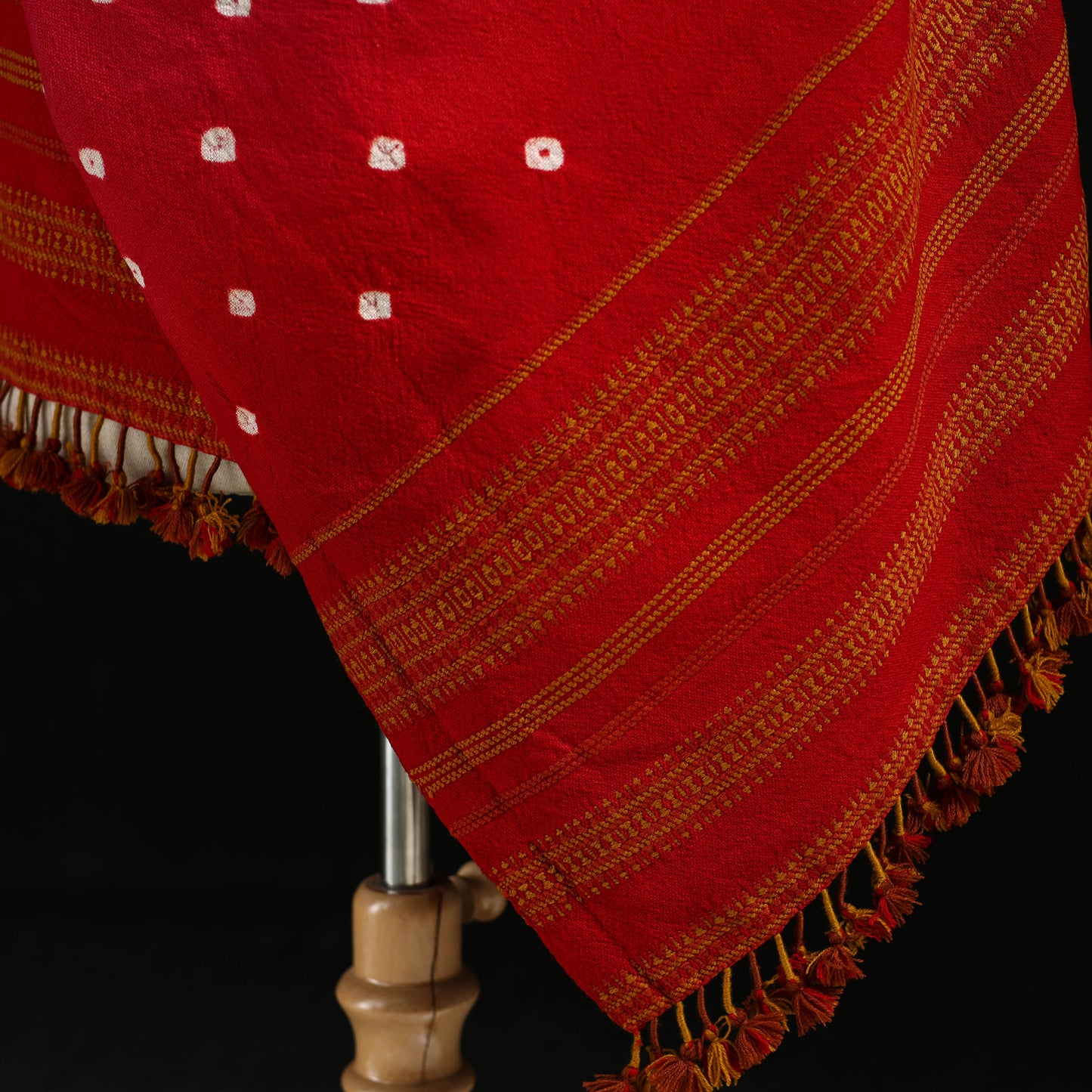 Kutch Handwoven Bandhani Merino Wool Shawl 44