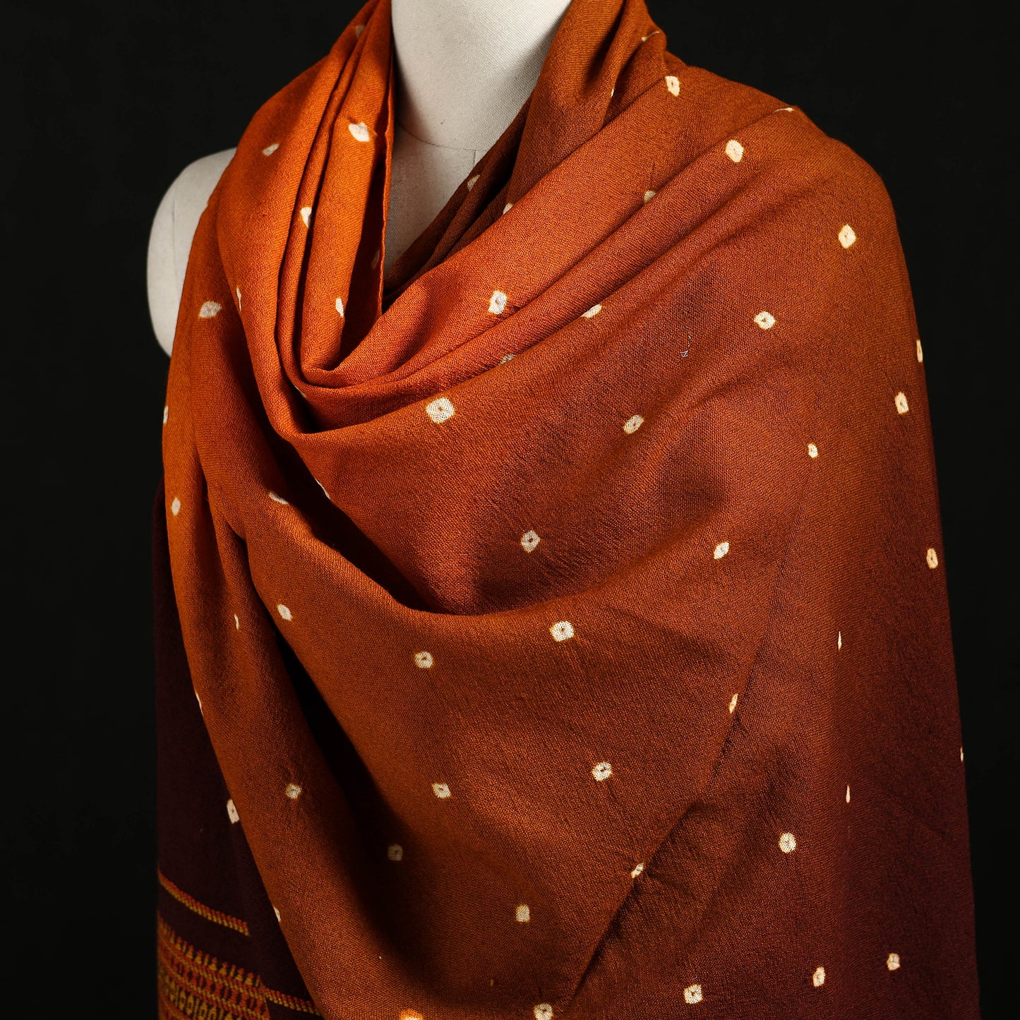 Kutch Handwoven Bandhani Merino Wool Shawl 46