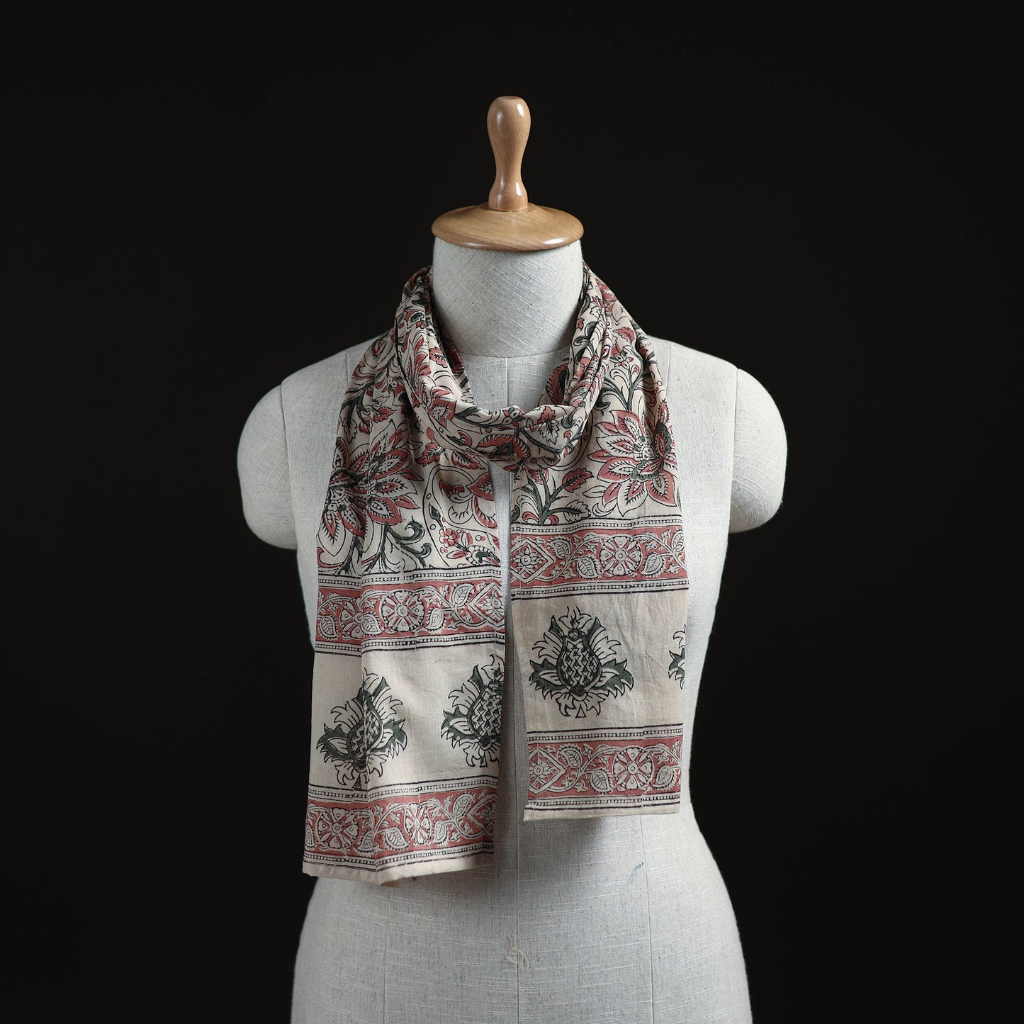Pedana Block Print Natural Dyed Cotton Kalamkari Stole 66