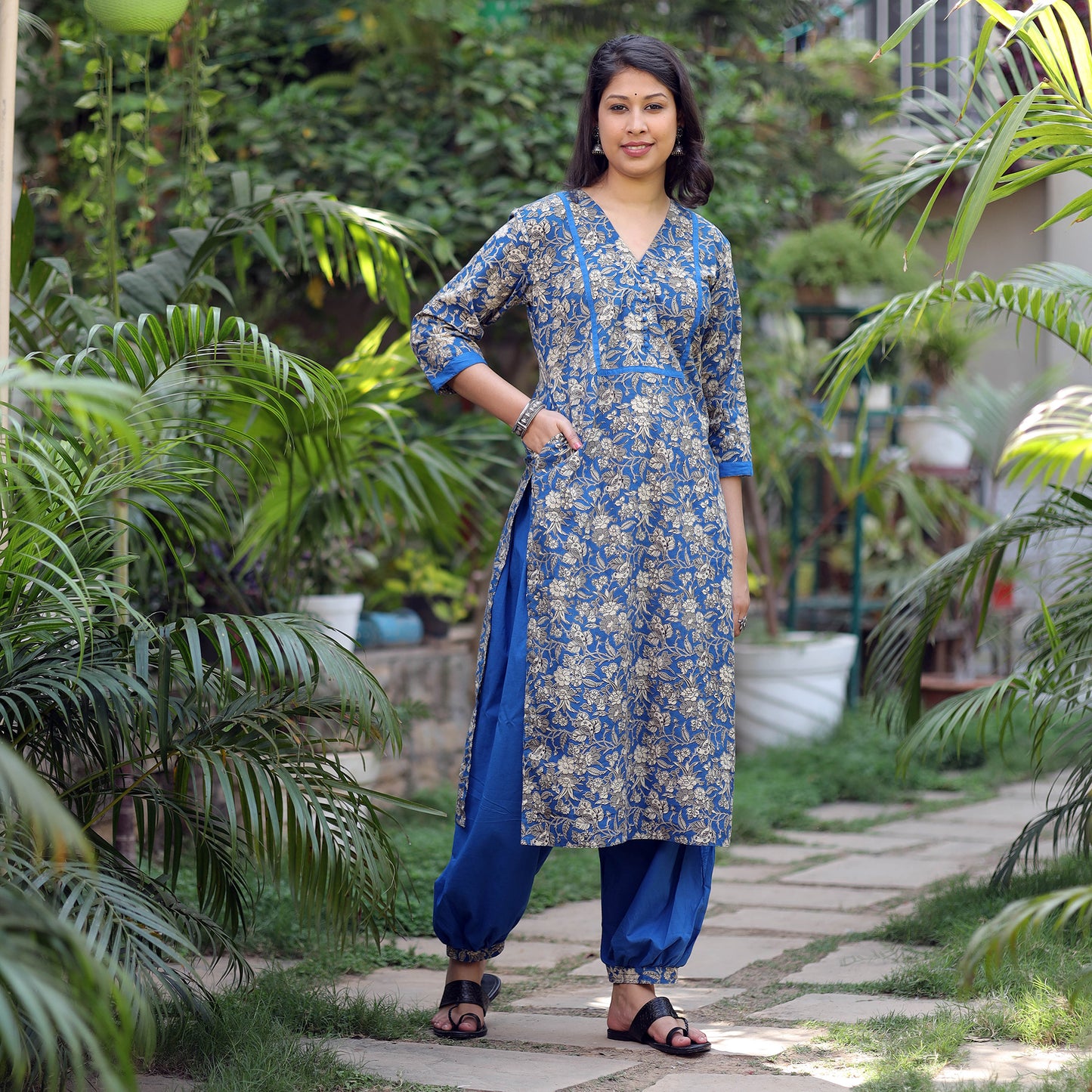Kalamkari Kurta with Palazzo & Dupatta Set