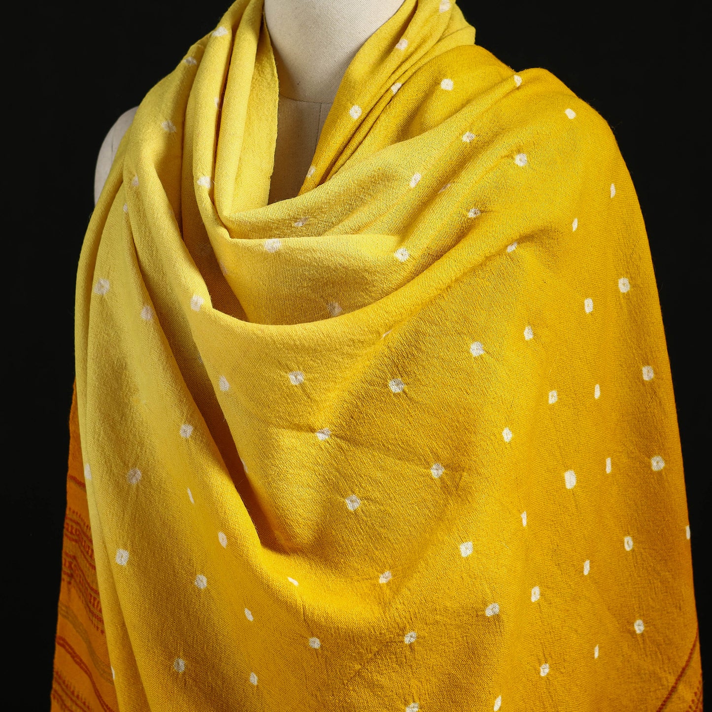 Kutch Handwoven Bandhani Merino Wool Shawl 48