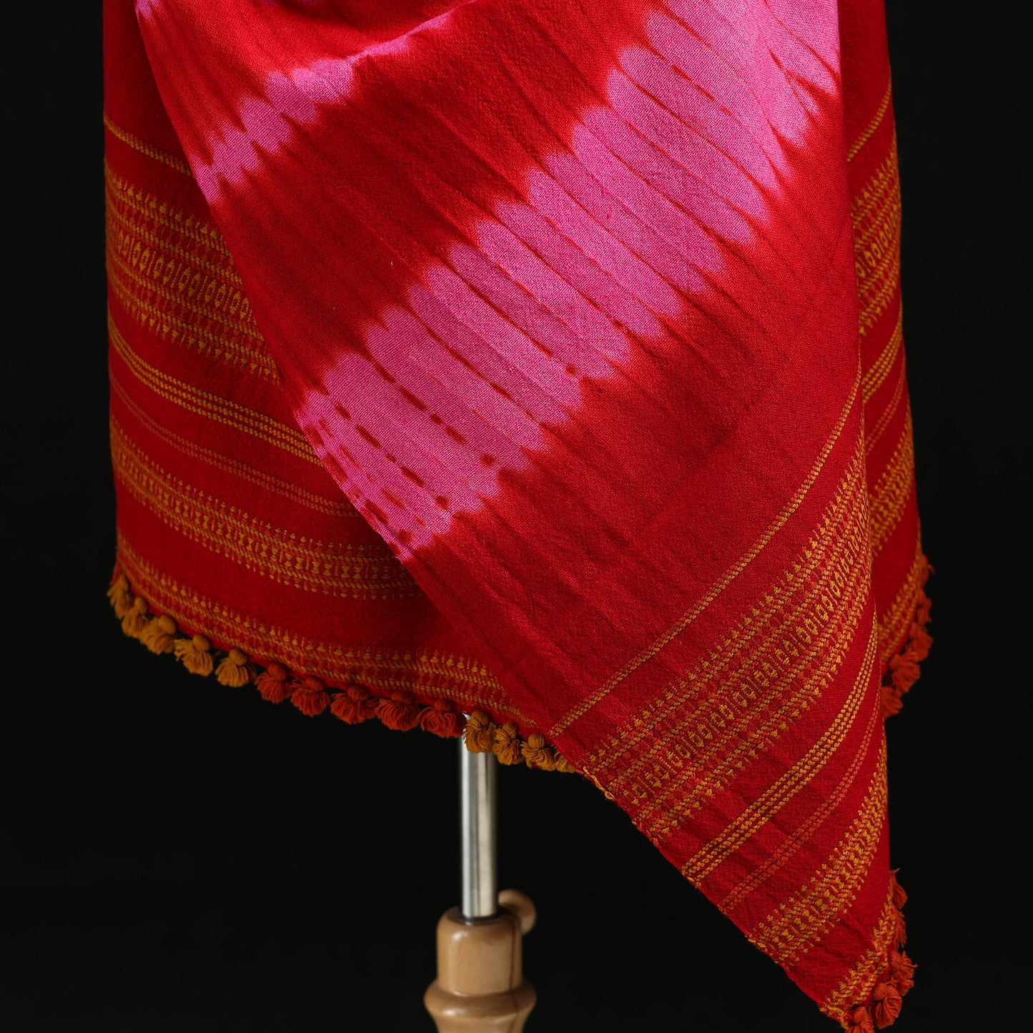 Kutch Handwoven Clamp Dyed Shibori Desi Wool Shawl 57