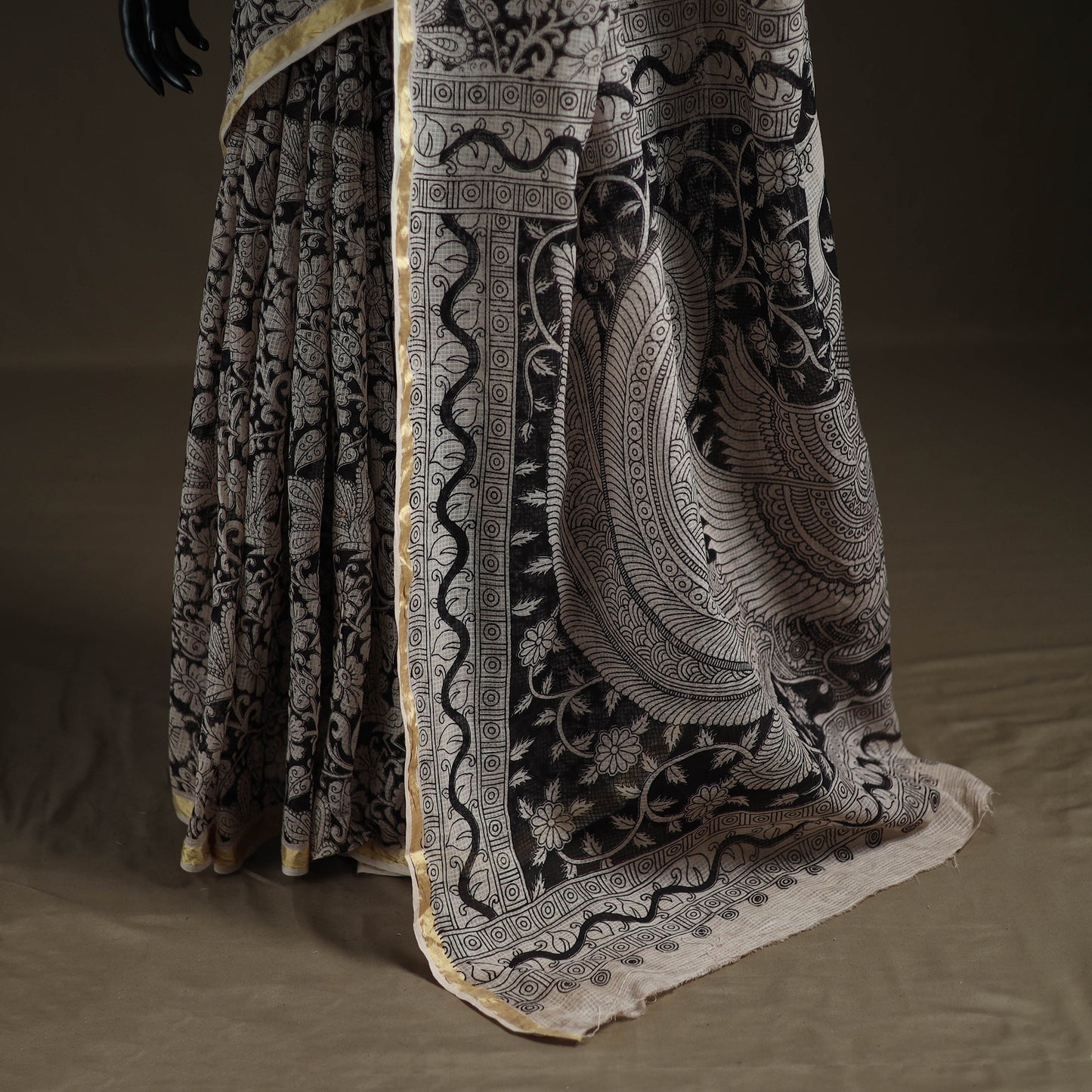Kalamkari Printed Kota Doria Cotton Saree 26