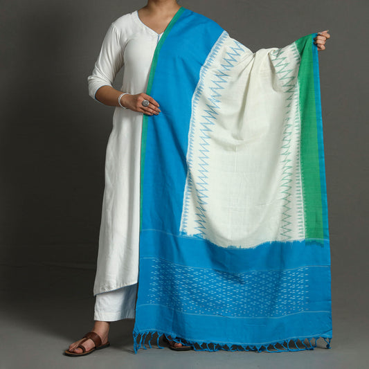 Pochampally Double Ikat Cotton Handloom Dupatta with Tassels 70