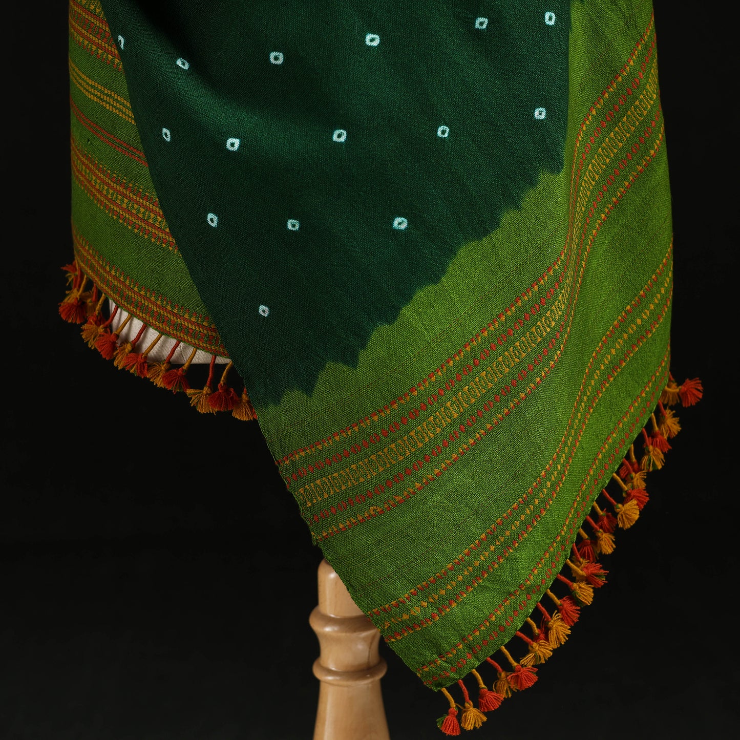 Kutch Handwoven Clamp Dyed Shibori Desi Wool Shawl 56