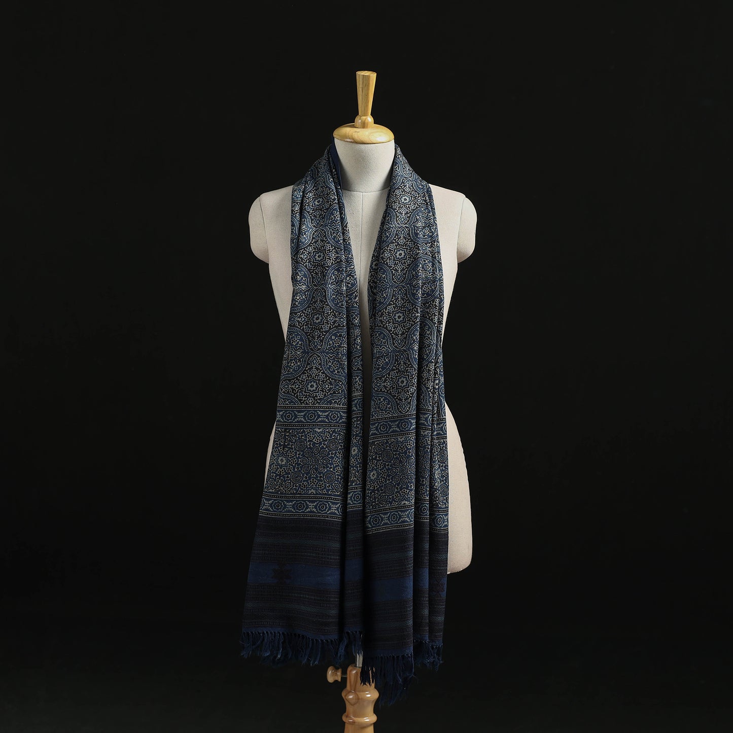 Kutch Handwoven Ajrakh Hand Block Print Merino Wool Shawl 43