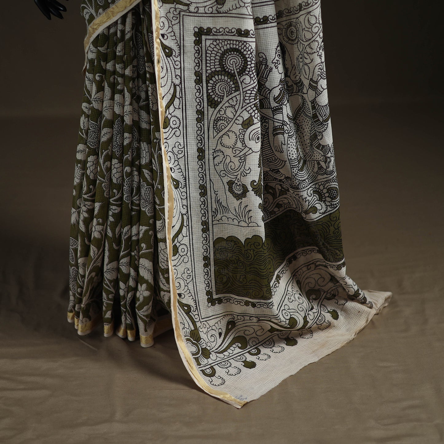 Kalamkari Printed Kota Doria Cotton Saree 28