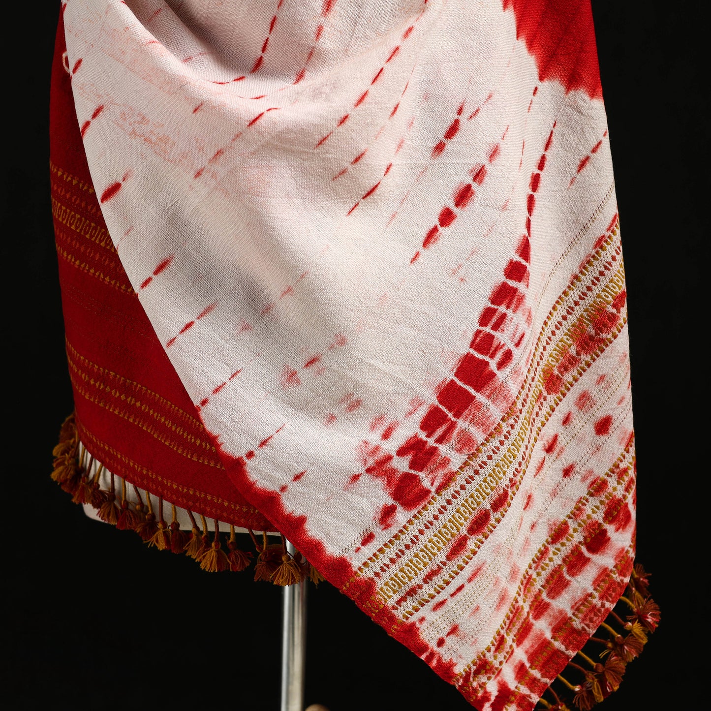 Kutch Handwoven Clamp Dyed Shibori Desi Wool Shawl 52