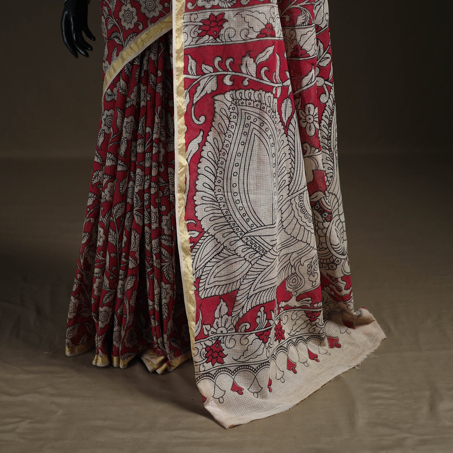 Kalamkari Printed Kota Doria Cotton Saree 29