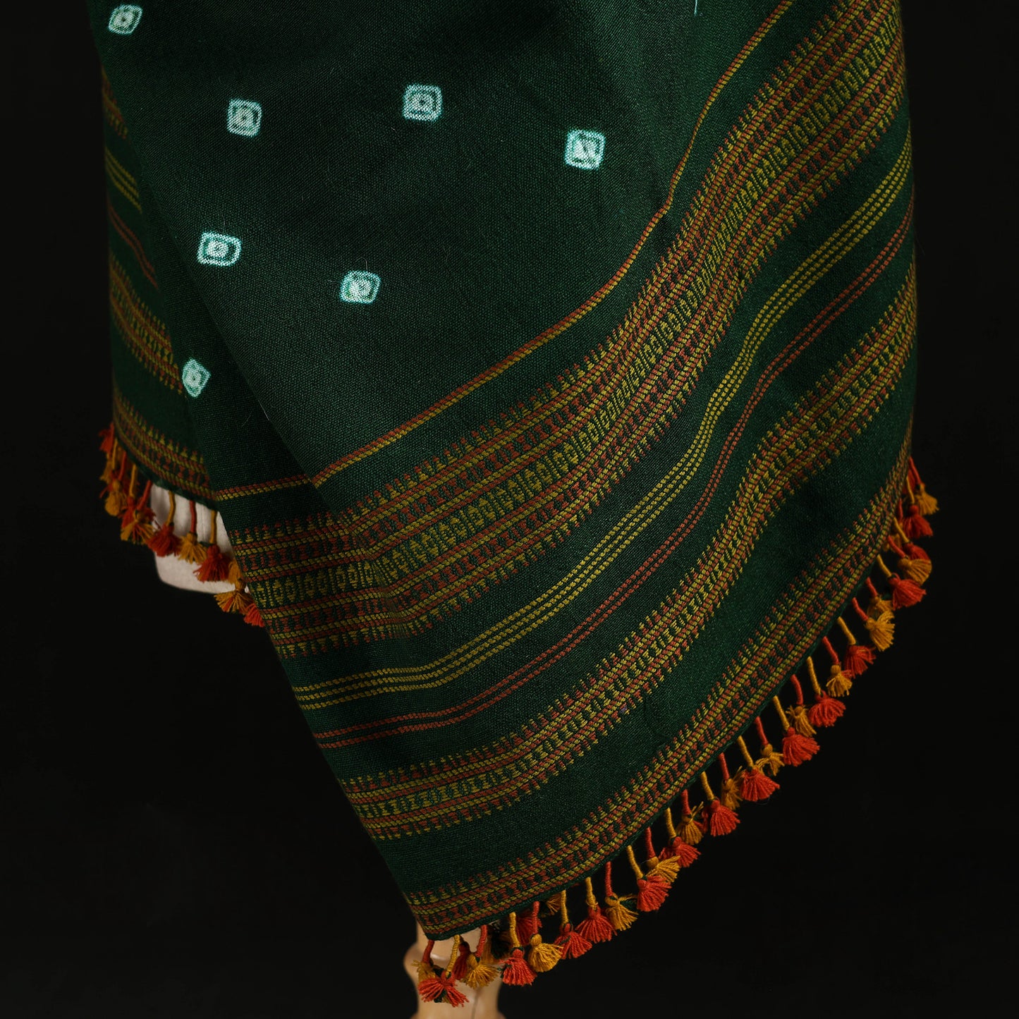 Kutch Handwoven Clamp Dyed Shibori Desi Wool Shawl 53