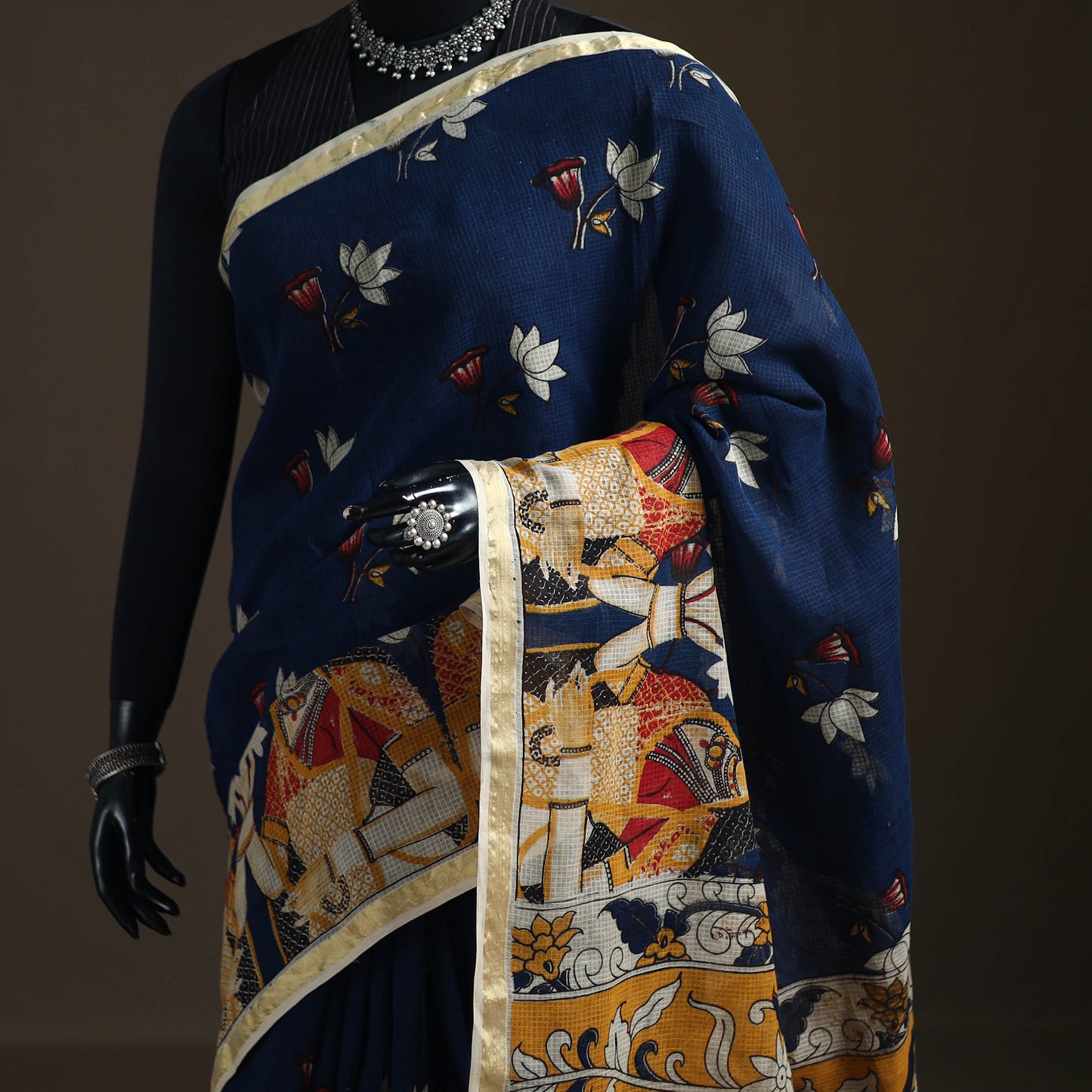 Kalamkari Printed Kota Doria Cotton Saree 30