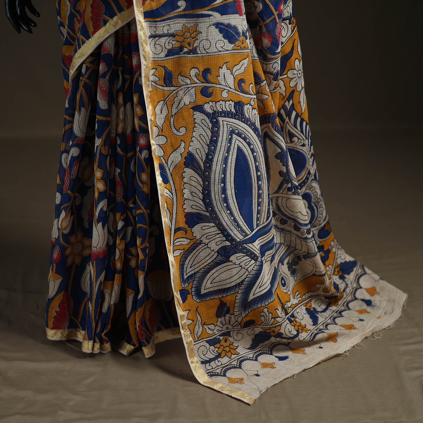Kalamkari Printed Kota Doria Cotton Saree 31