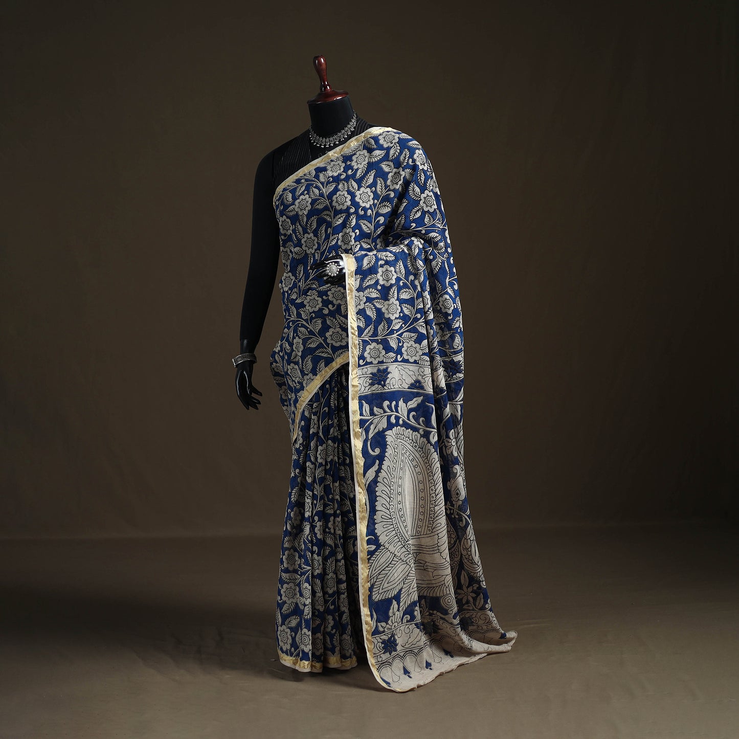 Kalamkari Printed Kota Doria Cotton Saree 32