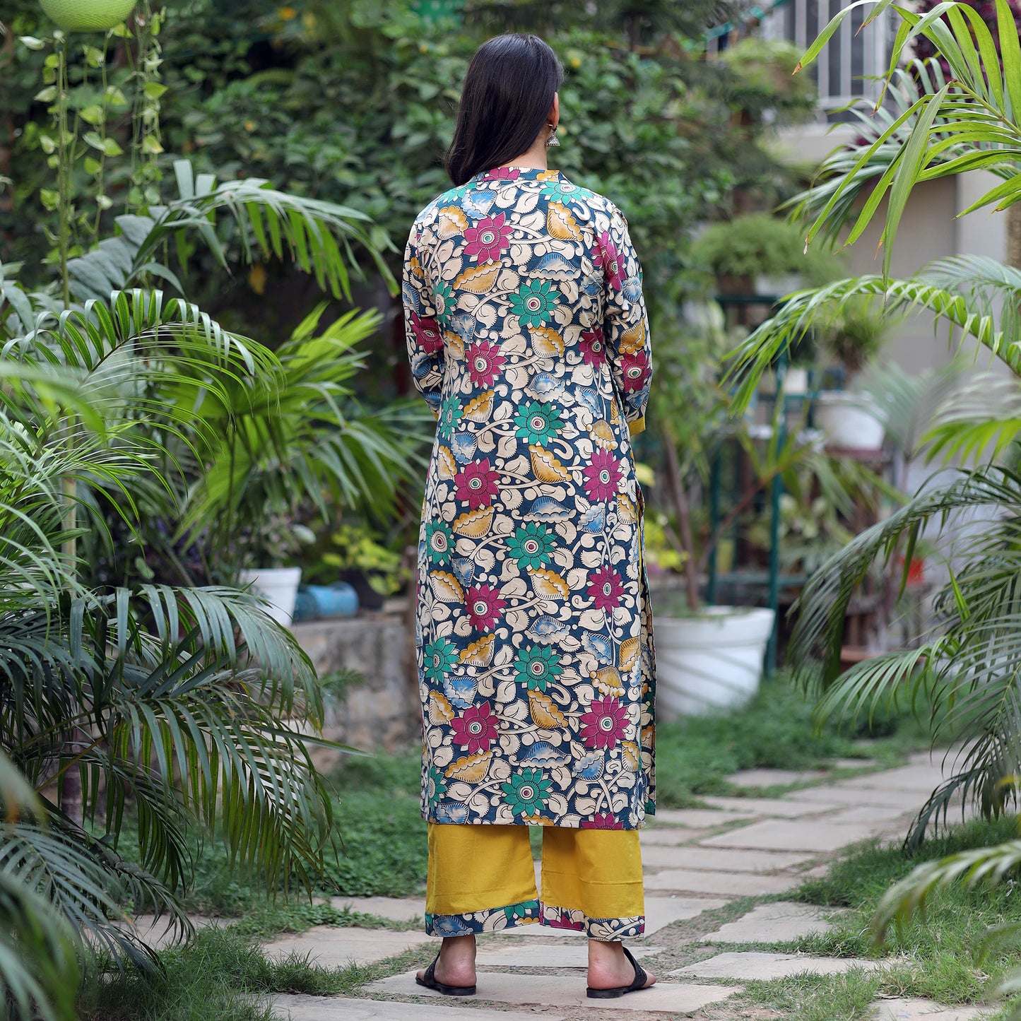 Kalamkari Kurta with Palazzo & Dupatta Set