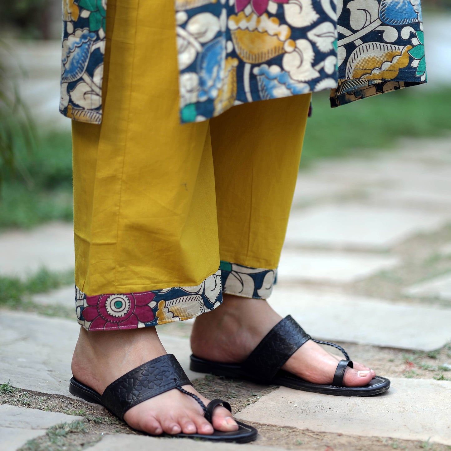 Kalamkari Kurta with Palazzo & Dupatta Set