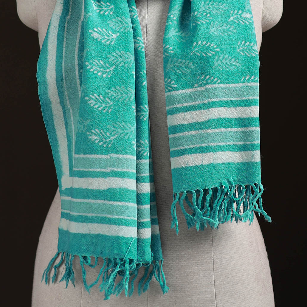 Bagru Dabu Hand Block Print Pure Merino Wool Handwoven Natural Dyed Stole 14
