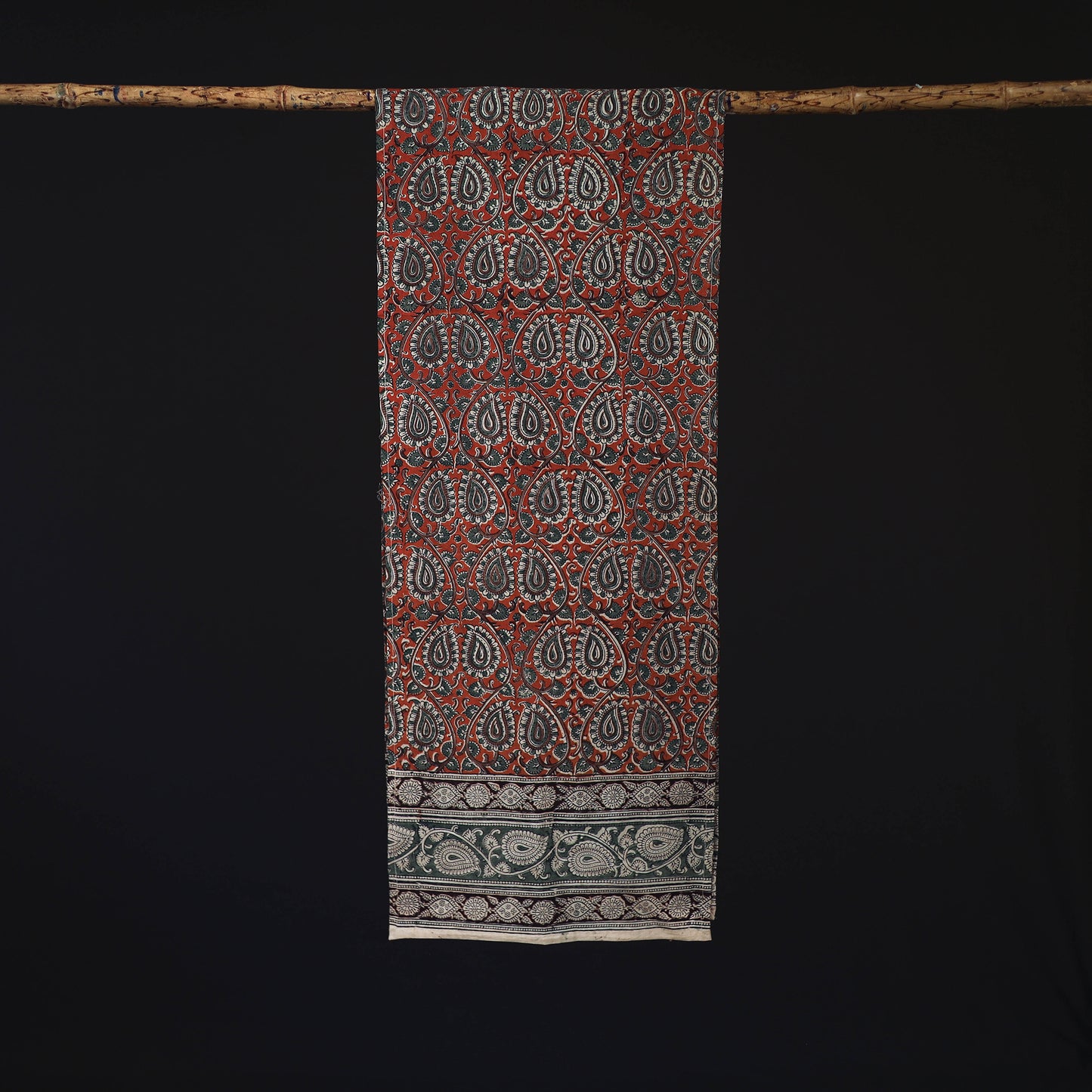 Pedana Block Print Natural Dyed Cotton Kalamkari Stole 03