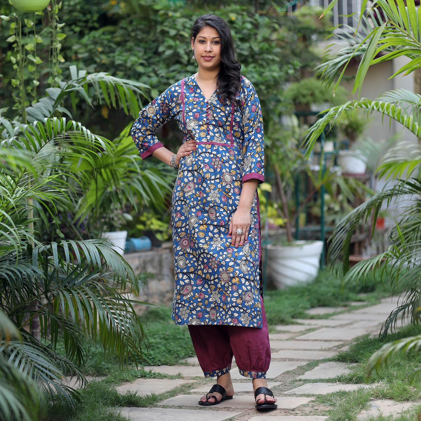 Kalamkari Kurta with Afghani Salwar Set