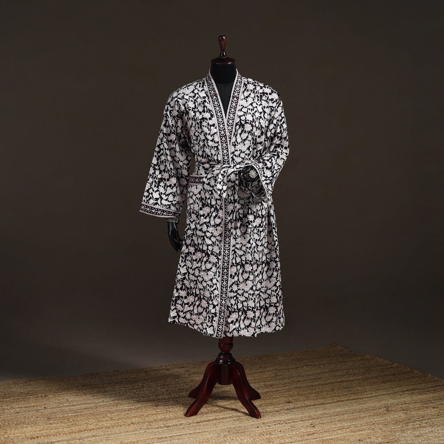 Sanganeri Hand Block Print Waffle Weave Cotton Bath Robe 05