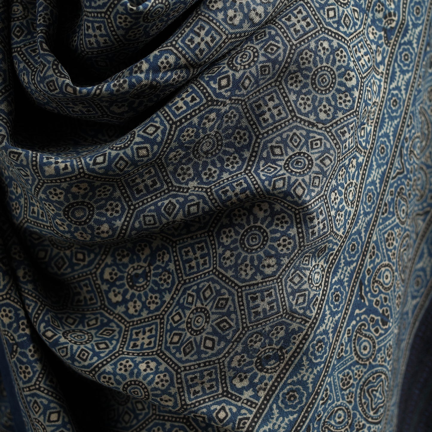 Kutch Handwoven Ajrakh Hand Block Print Merino Wool Shawl 51