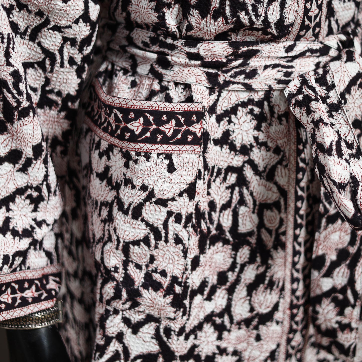 Sanganeri Hand Block Print Waffle Weave Cotton Bath Robe 05