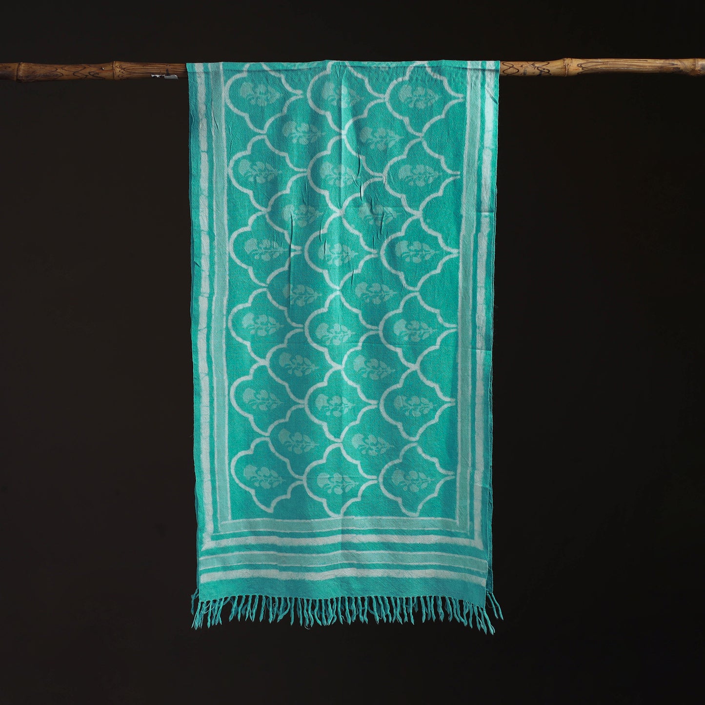Bagru Dabu Hand Block Print Pure Merino Wool Handwoven Natural Dyed Stole 17
