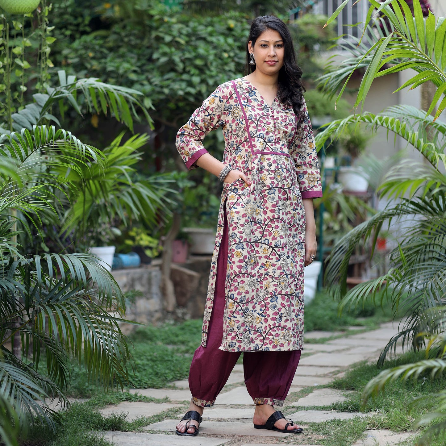 Kalamkari Kurta with Afghani Salwar Set