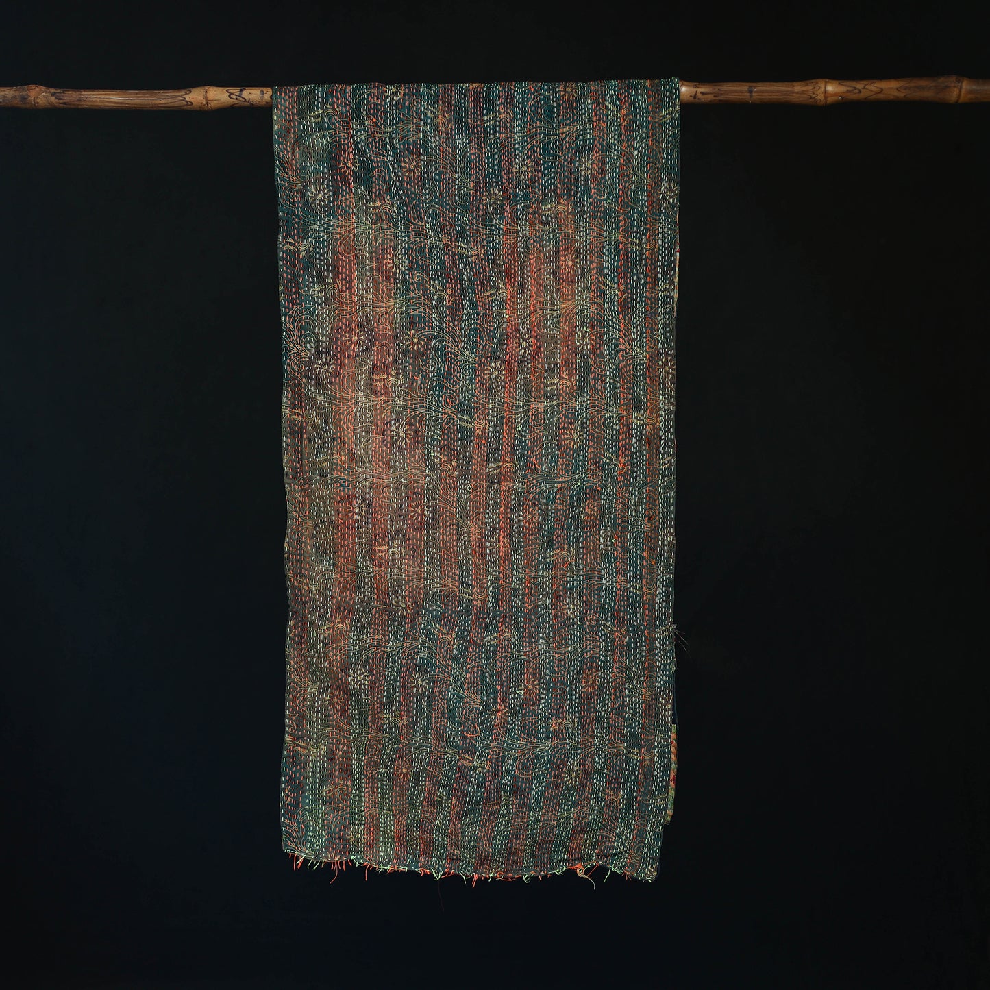 Bengal Kantha Handwork Patchwork Reversible Silk Stole 385