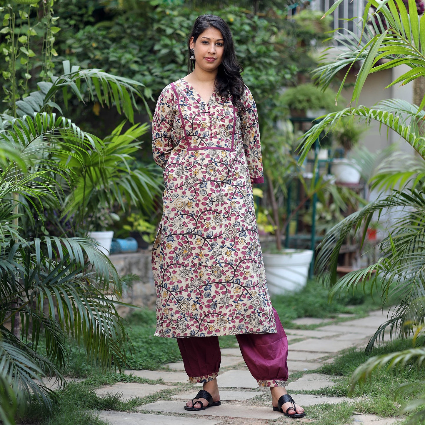 Kalamkari Kurta with Afghani Salwar Set