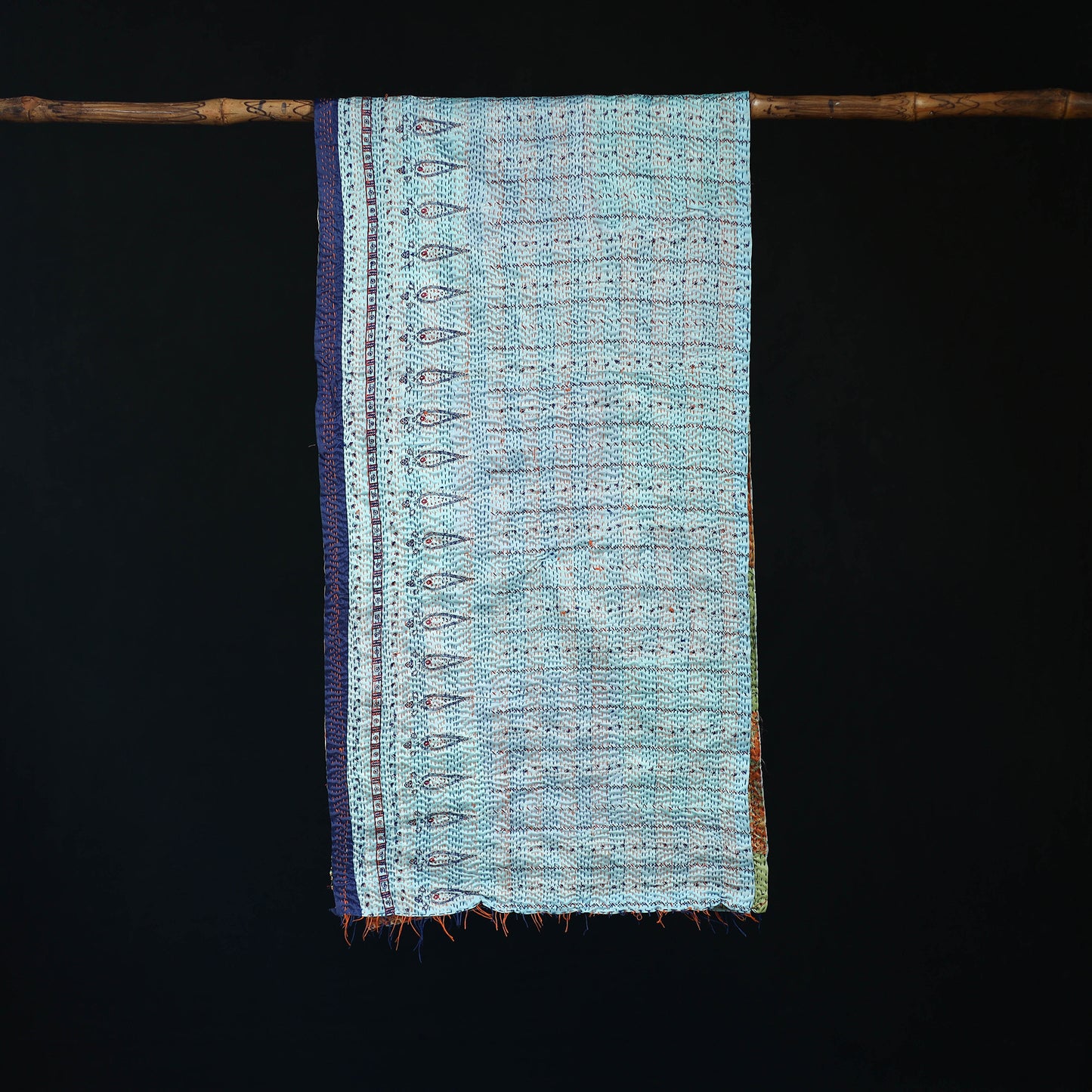 Bengal Kantha Handwork Patchwork Reversible Silk Stole 384