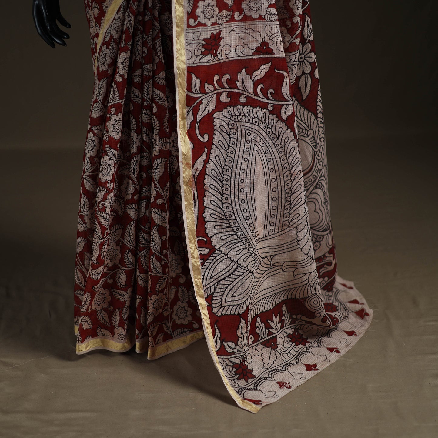Kalamkari Printed Kota Doria Cotton Saree 38