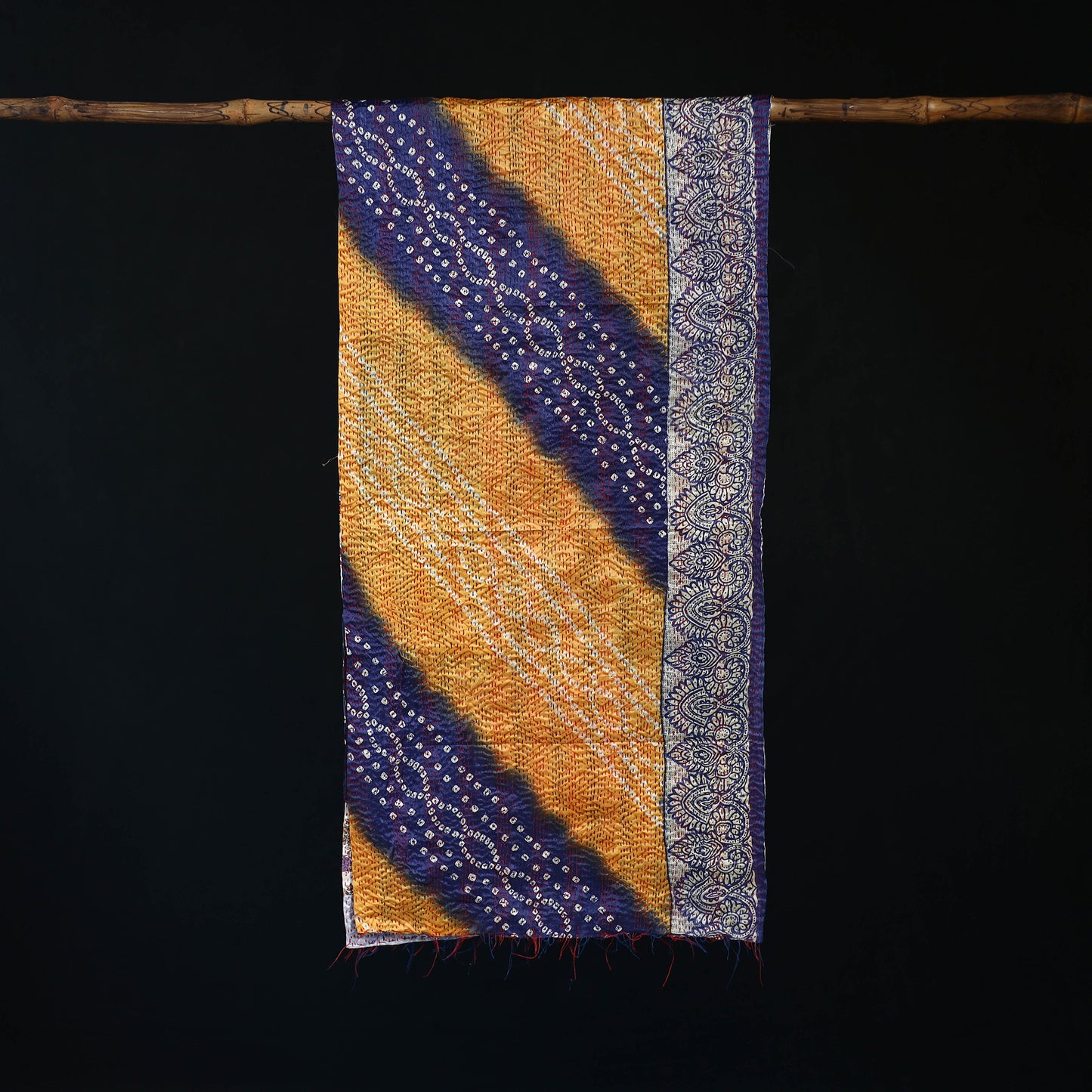 Bengal Kantha Handwork Patchwork Reversible Silk Stole 383