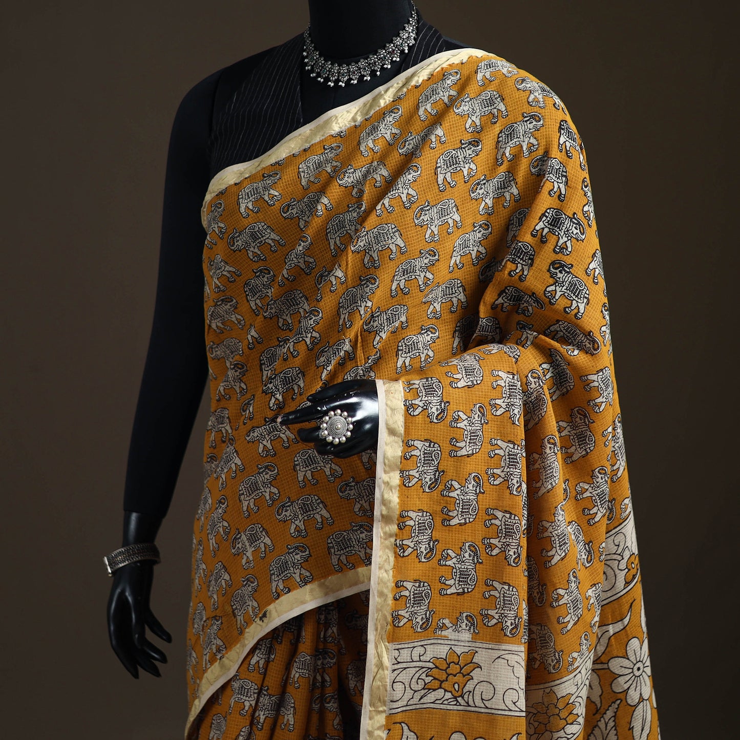 Kalamkari Printed Kota Doria Cotton Saree 39
