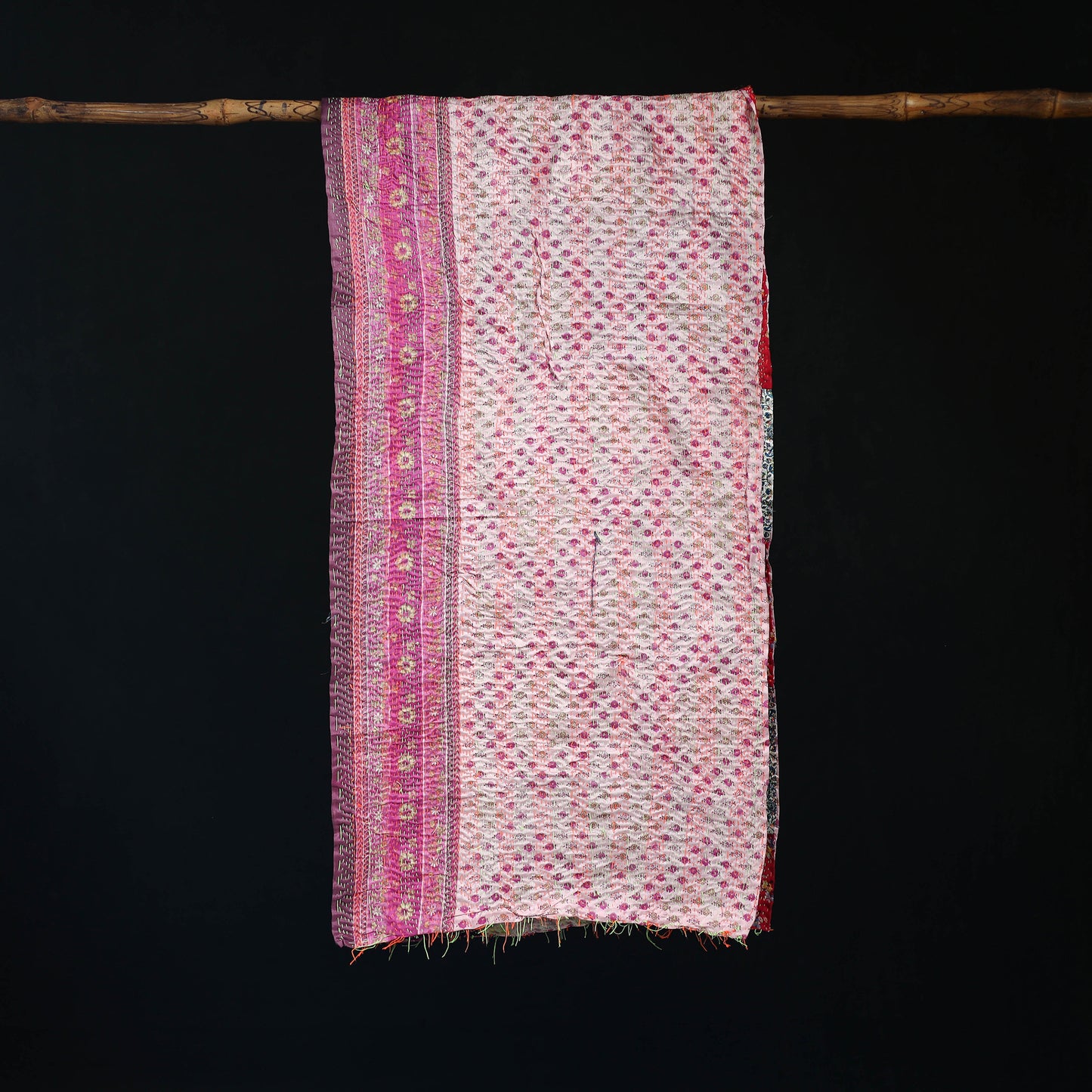 Bengal Kantha Handwork Patchwork Reversible Silk Stole 380
