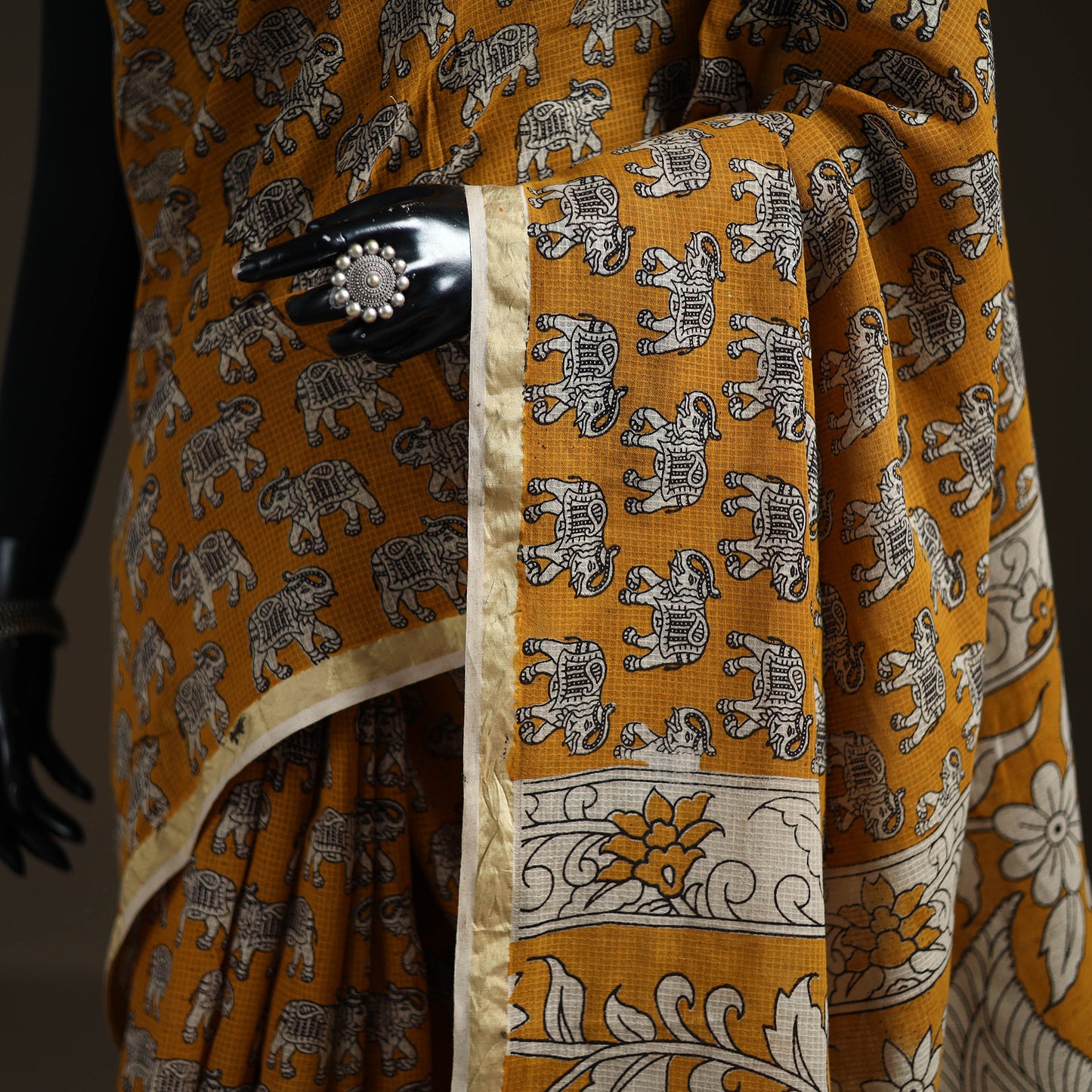 Kalamkari Printed Kota Doria Cotton Saree 39