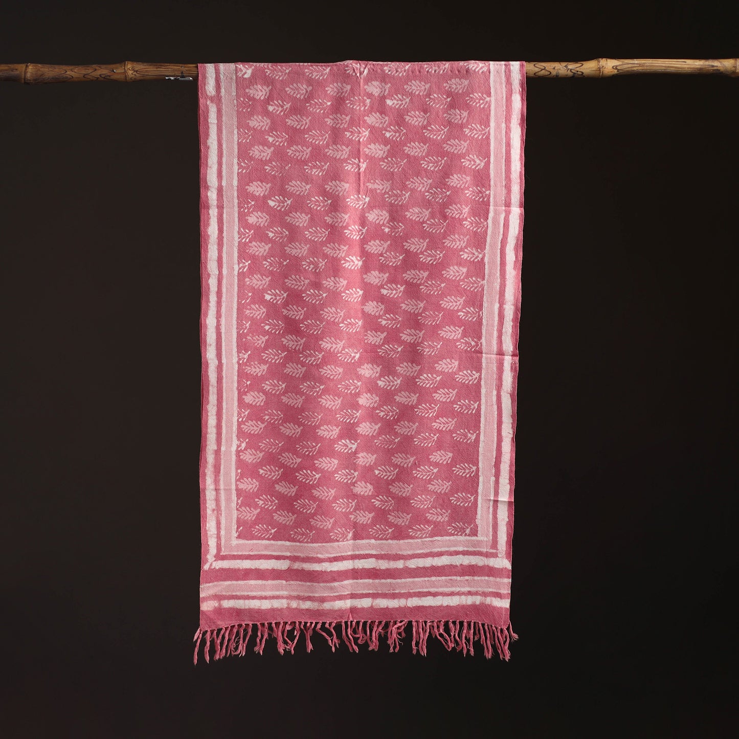 Bagru Dabu Hand Block Print Pure Merino Wool Handwoven Natural Dyed Stole 10