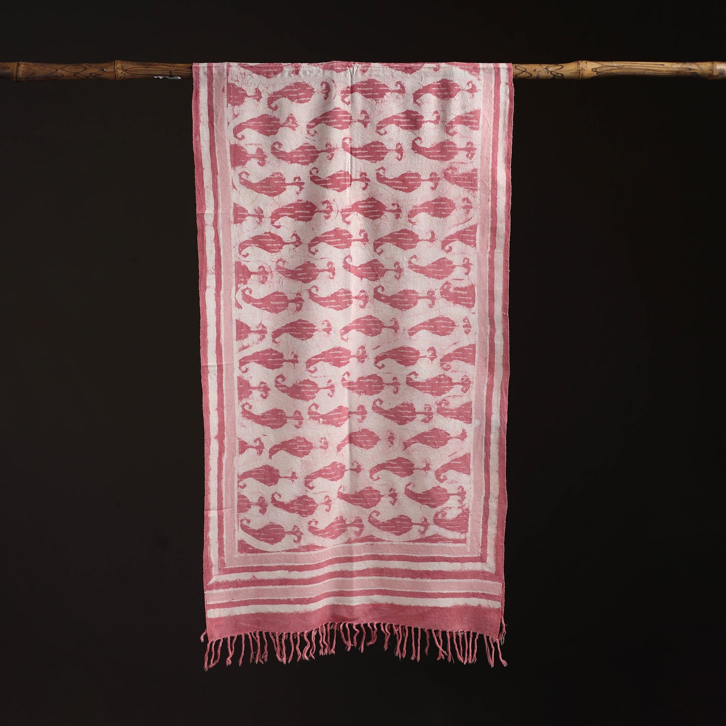 Bagru Dabu Hand Block Print Pure Merino Wool Handwoven Natural Dyed Stole 08