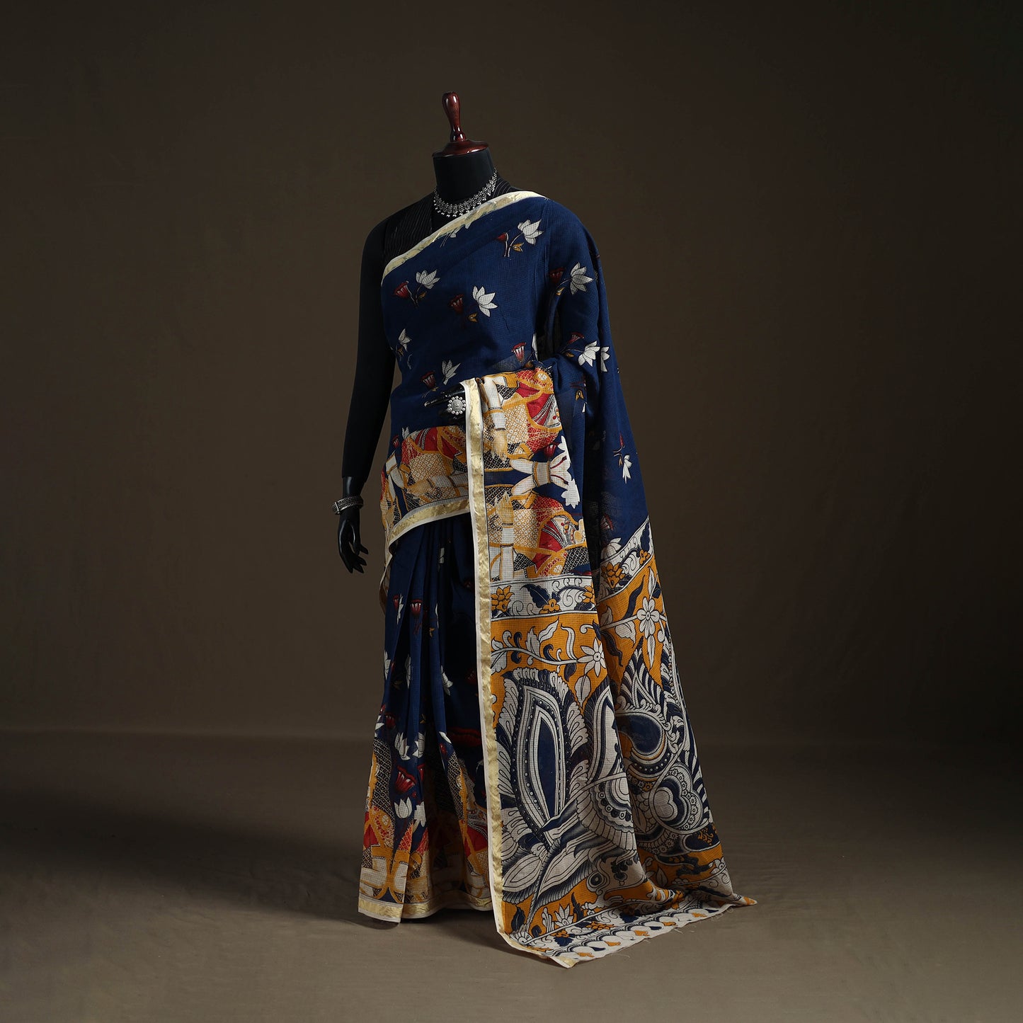 Kalamkari Printed Kota Doria Cotton Saree 40