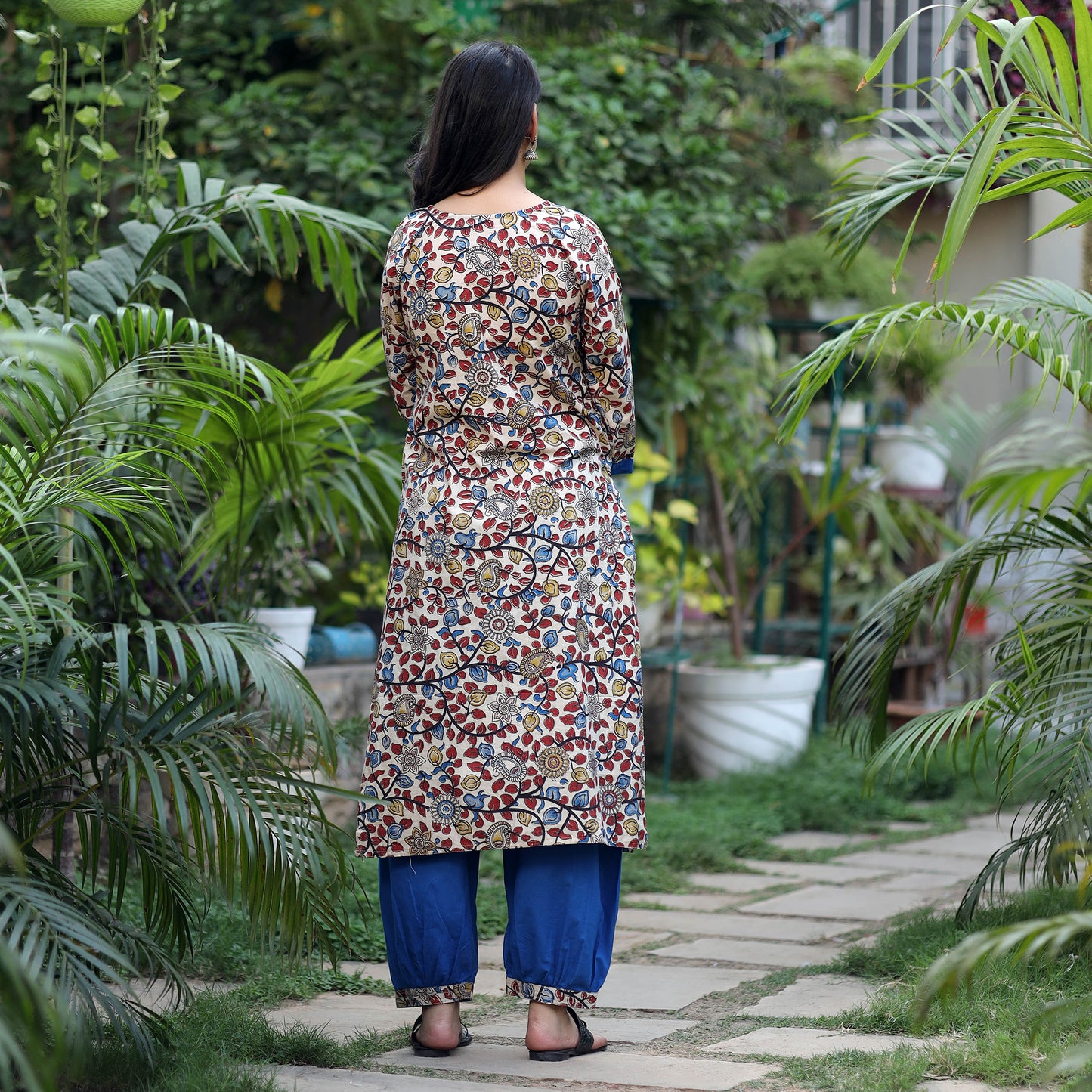 Kalamkari Kurta with Palazzo & Dupatta Set