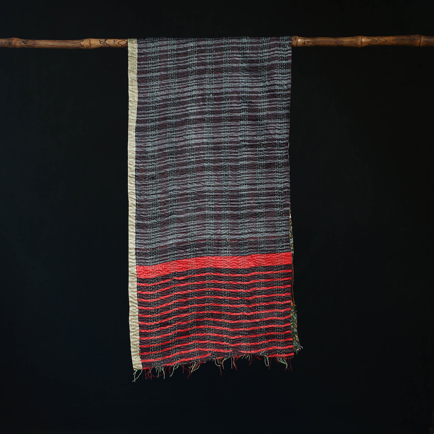 Bengal Kantha Handwork Patchwork Reversible Silk Stole 376