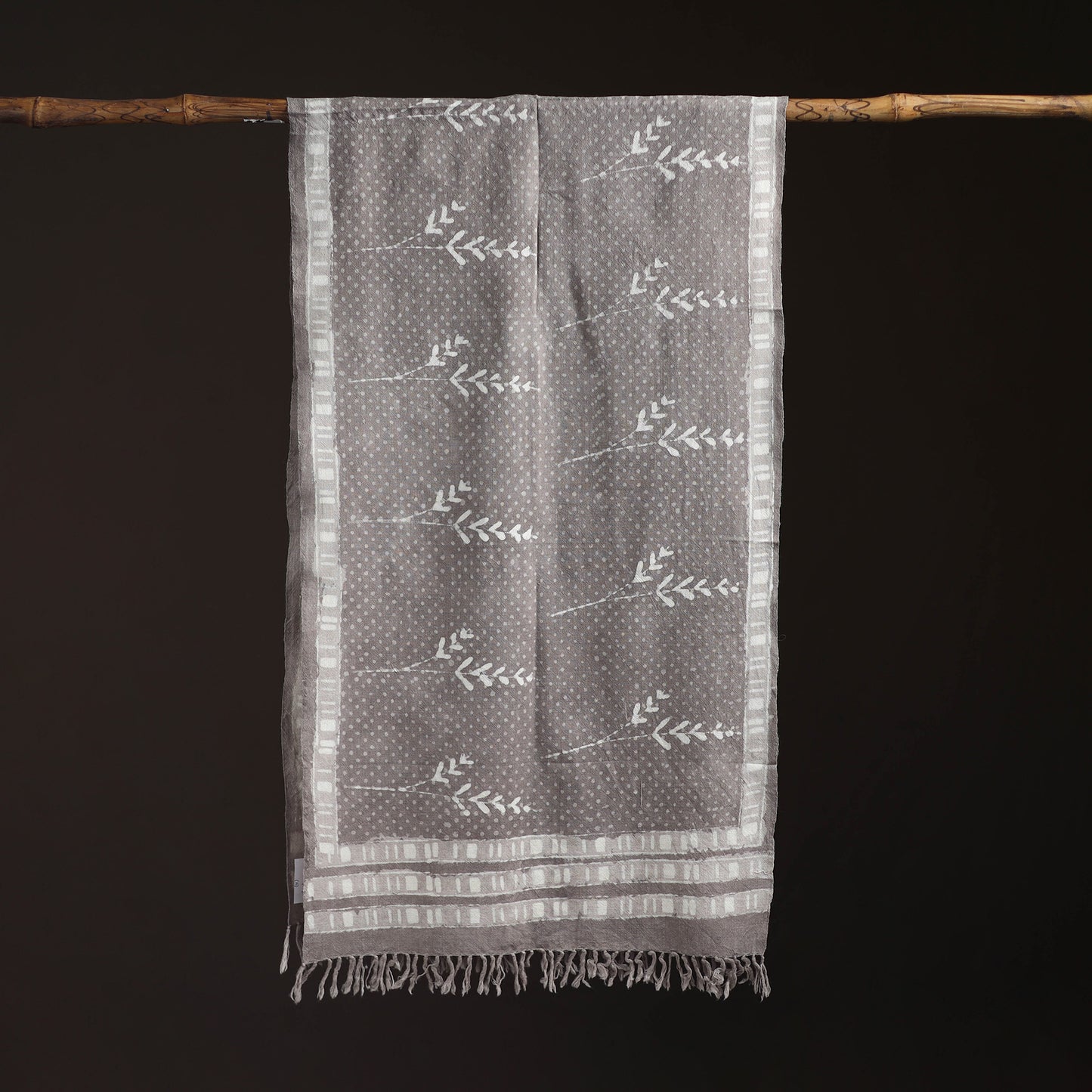 Bagru Dabu Hand Block Print Pure Merino Wool Handwoven Natural Dyed Stole 04