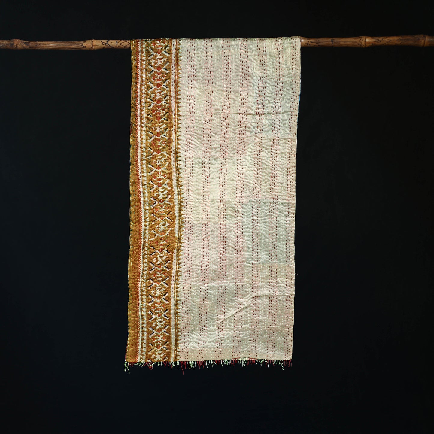Bengal Kantha Handwork Patchwork Reversible Silk Stole 368