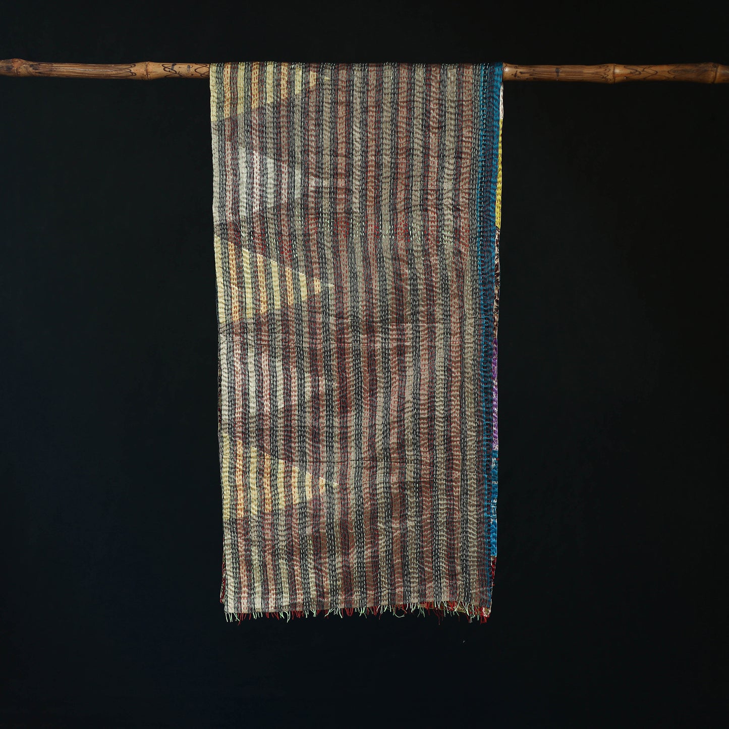 Bengal Kantha Handwork Patchwork Reversible Silk Stole 367