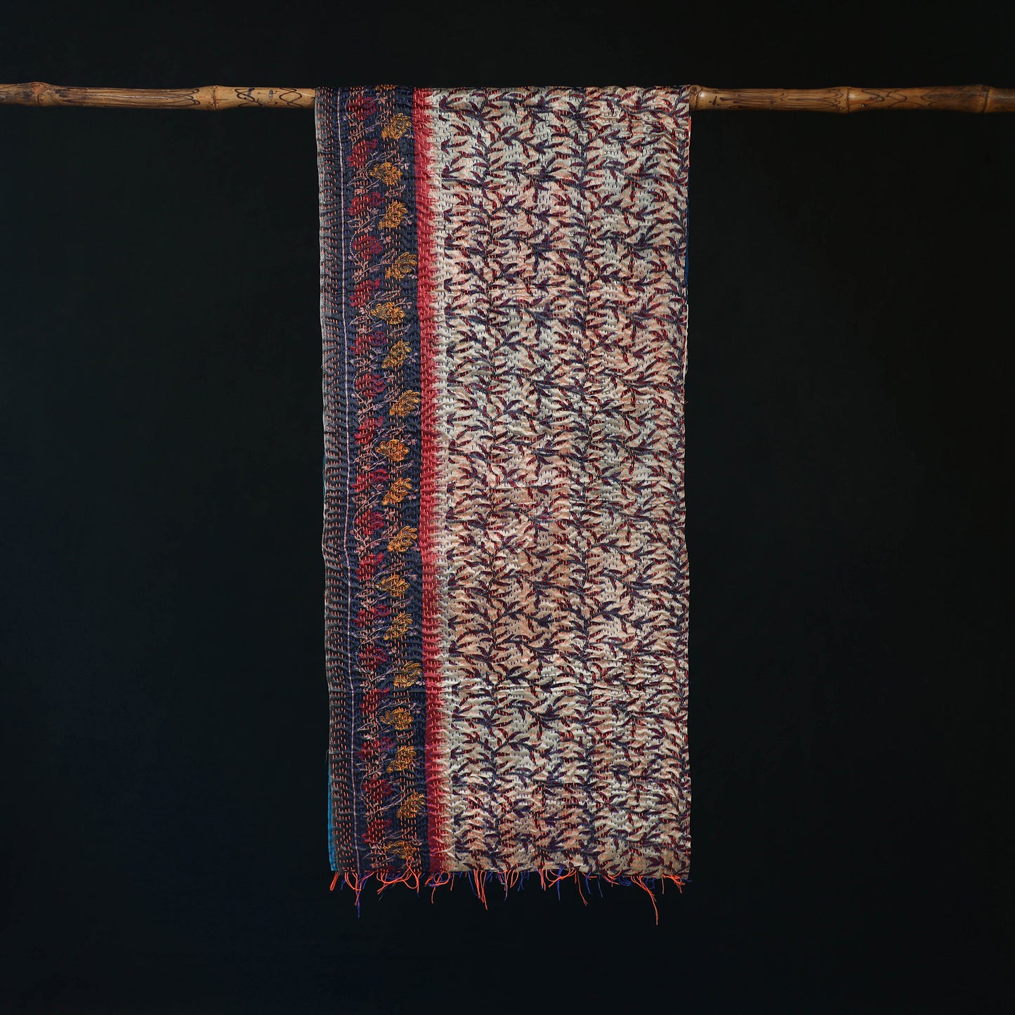 Bengal Kantha Handwork Patchwork Reversible Silk Stole 363