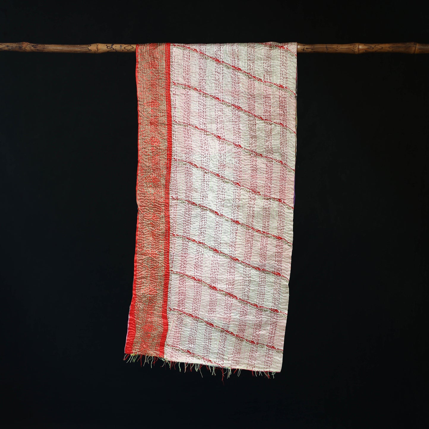 Bengal Kantha Handwork Patchwork Reversible Silk Stole 361