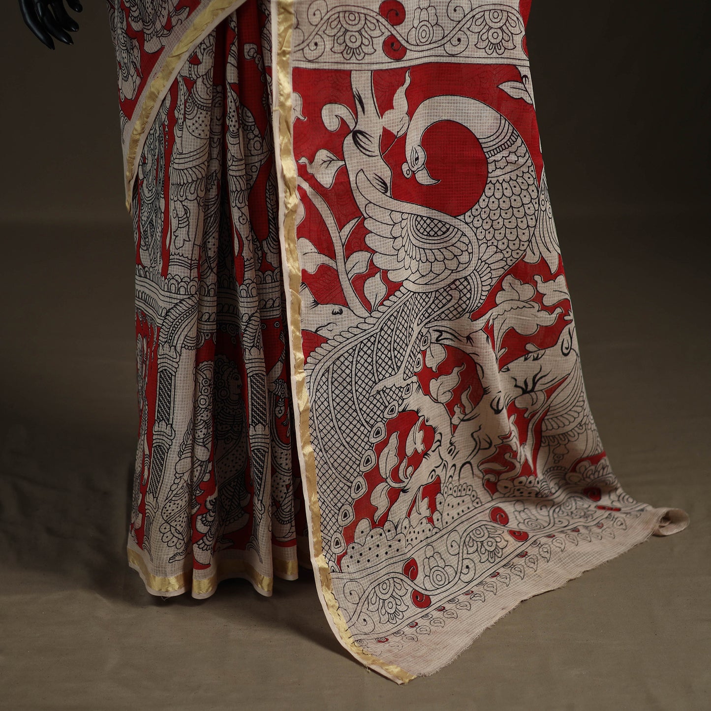 Kalamkari Printed Kota Doria Cotton Saree 44