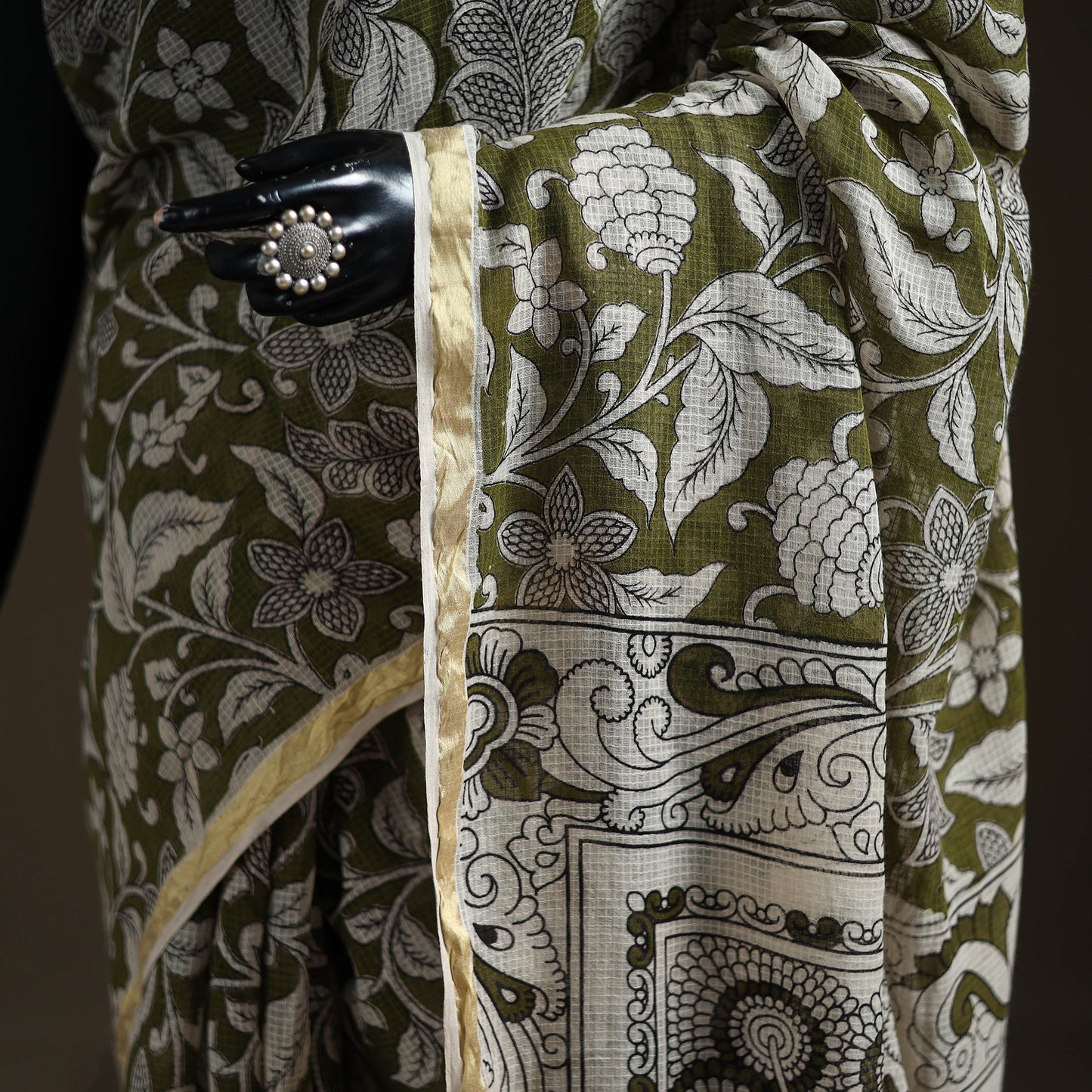 Kalamkari Printed Kota Doria Cotton Saree 45
