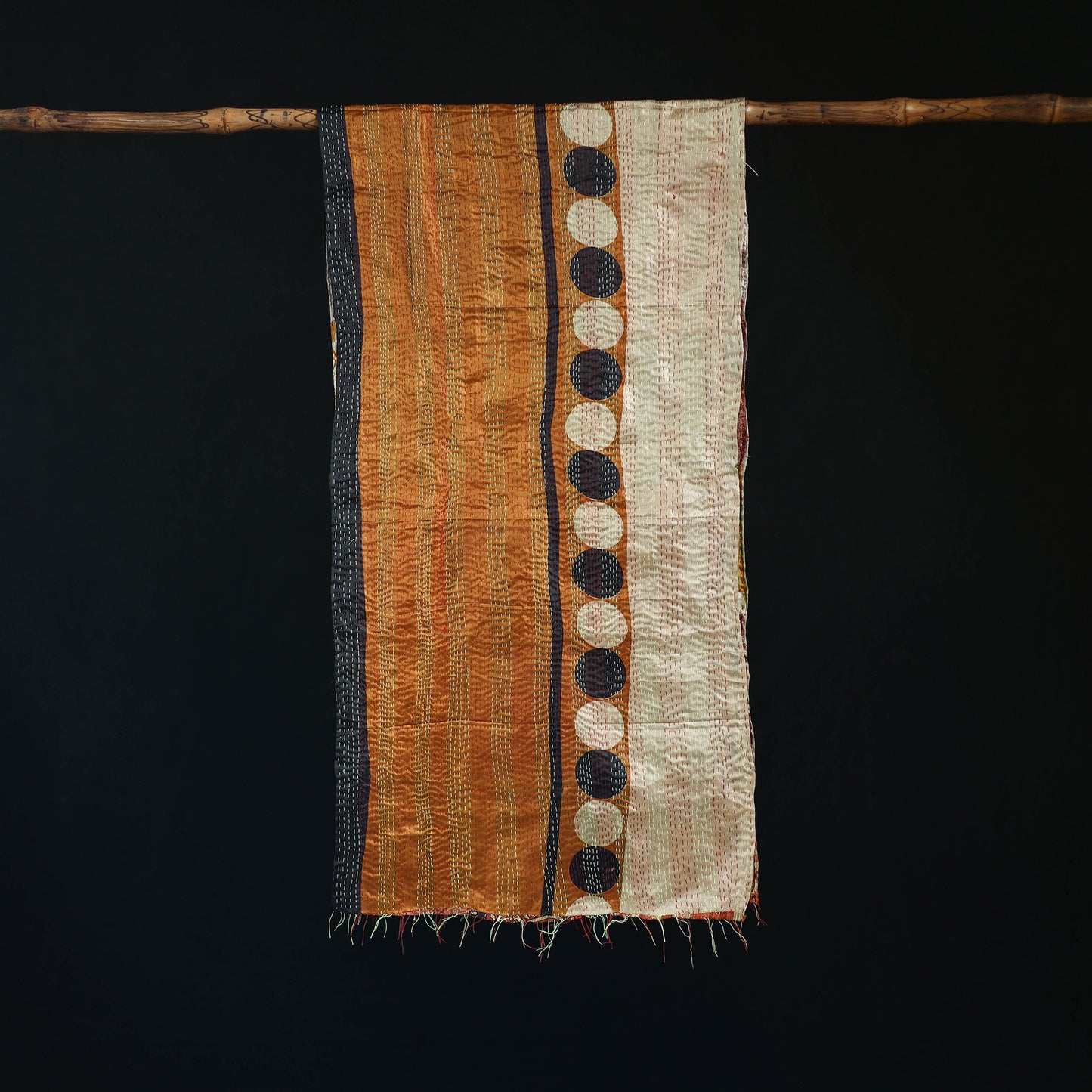 Bengal Kantha Handwork Patchwork Reversible Silk Stole 352