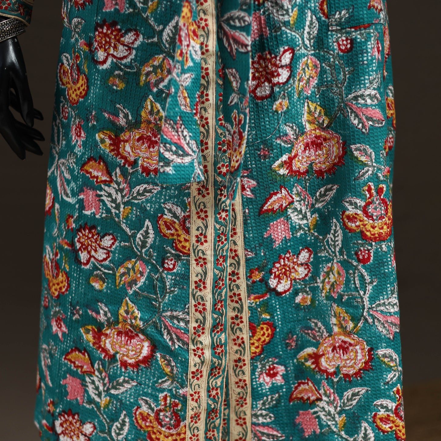 Sanganeri Hand Block Print Waffle Weave Cotton Bath Robe 17